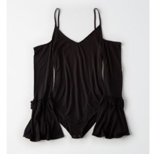 $20 AEO Cold Shoulder Bodysuit with Bell Sleeves